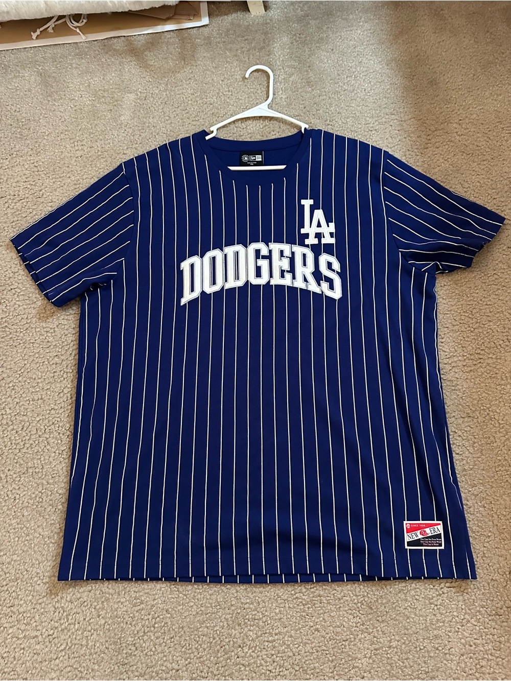 New Era Los Angeles Dodgers Navy with White Pinstripes Tee